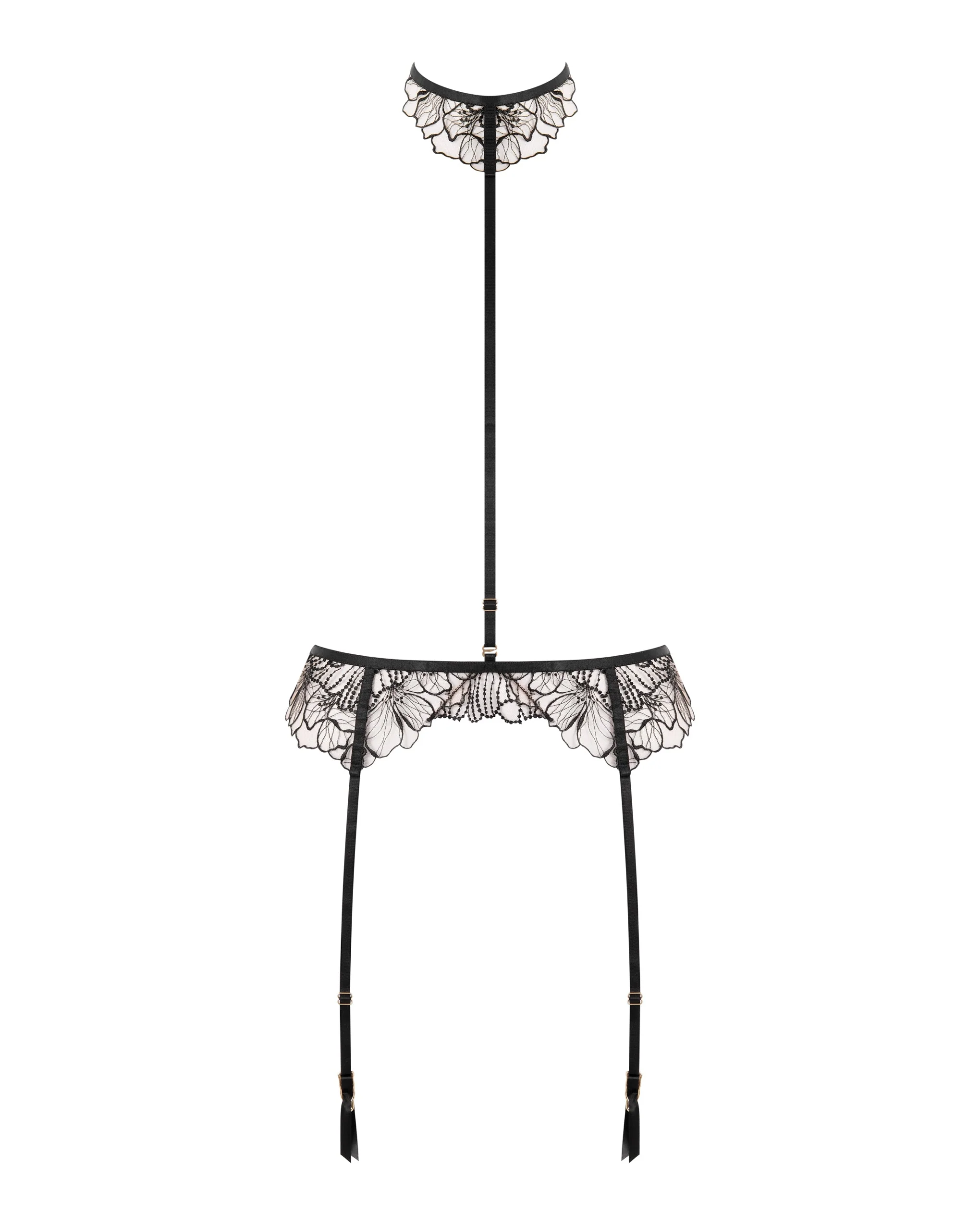 Amarosa Garter Belt Harness with Detachable Collar Black - Image 5