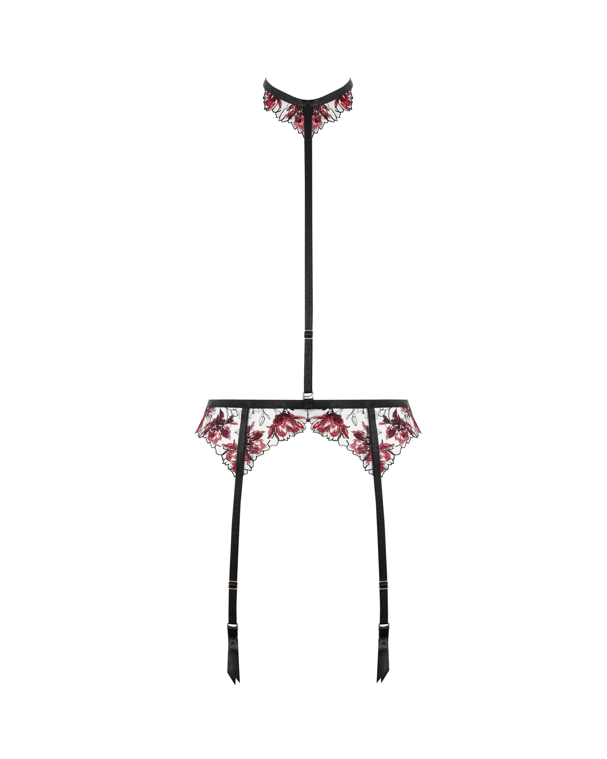 Calista Garter Belt Harness Black/Cherry - Image 5