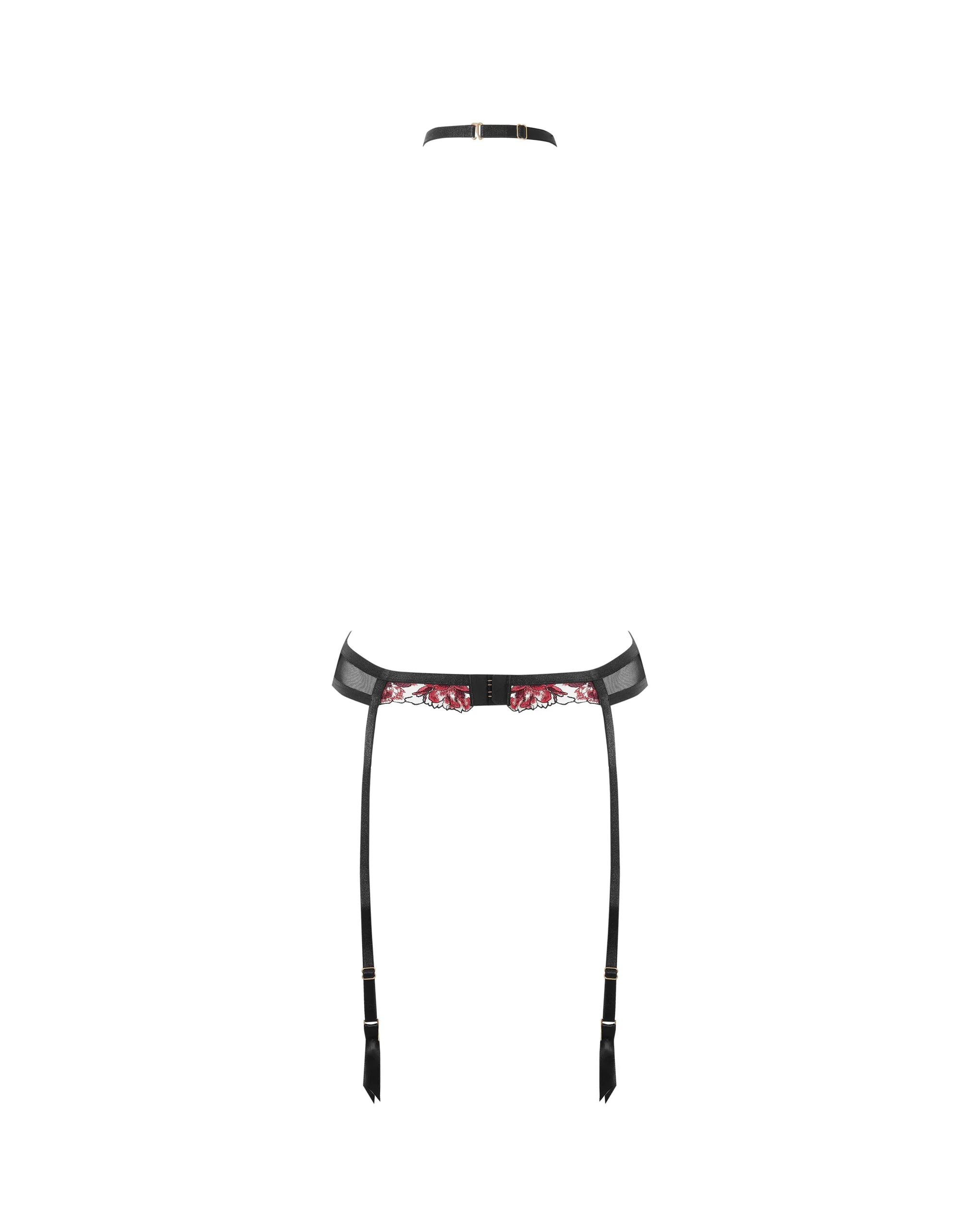 Calista Garter Belt Harness Black/Cherry - Image 6