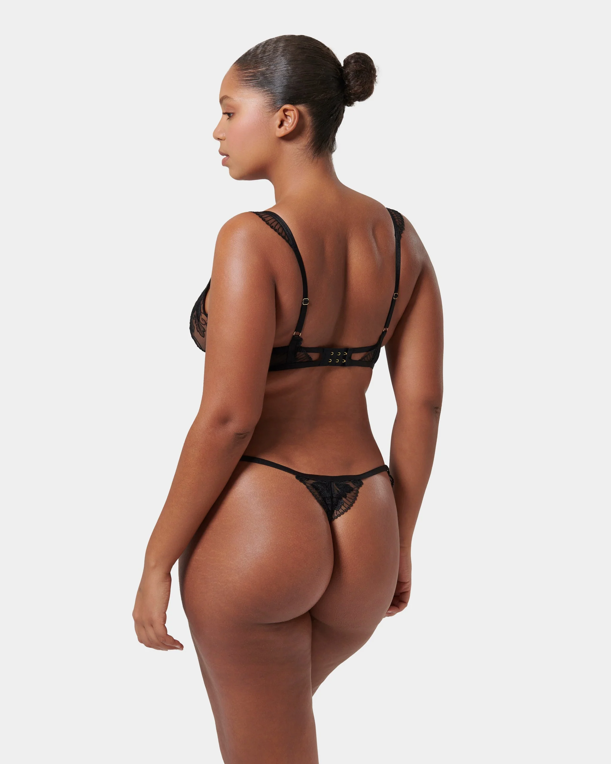 Gabriella Embroidered Thong Black - Image 11