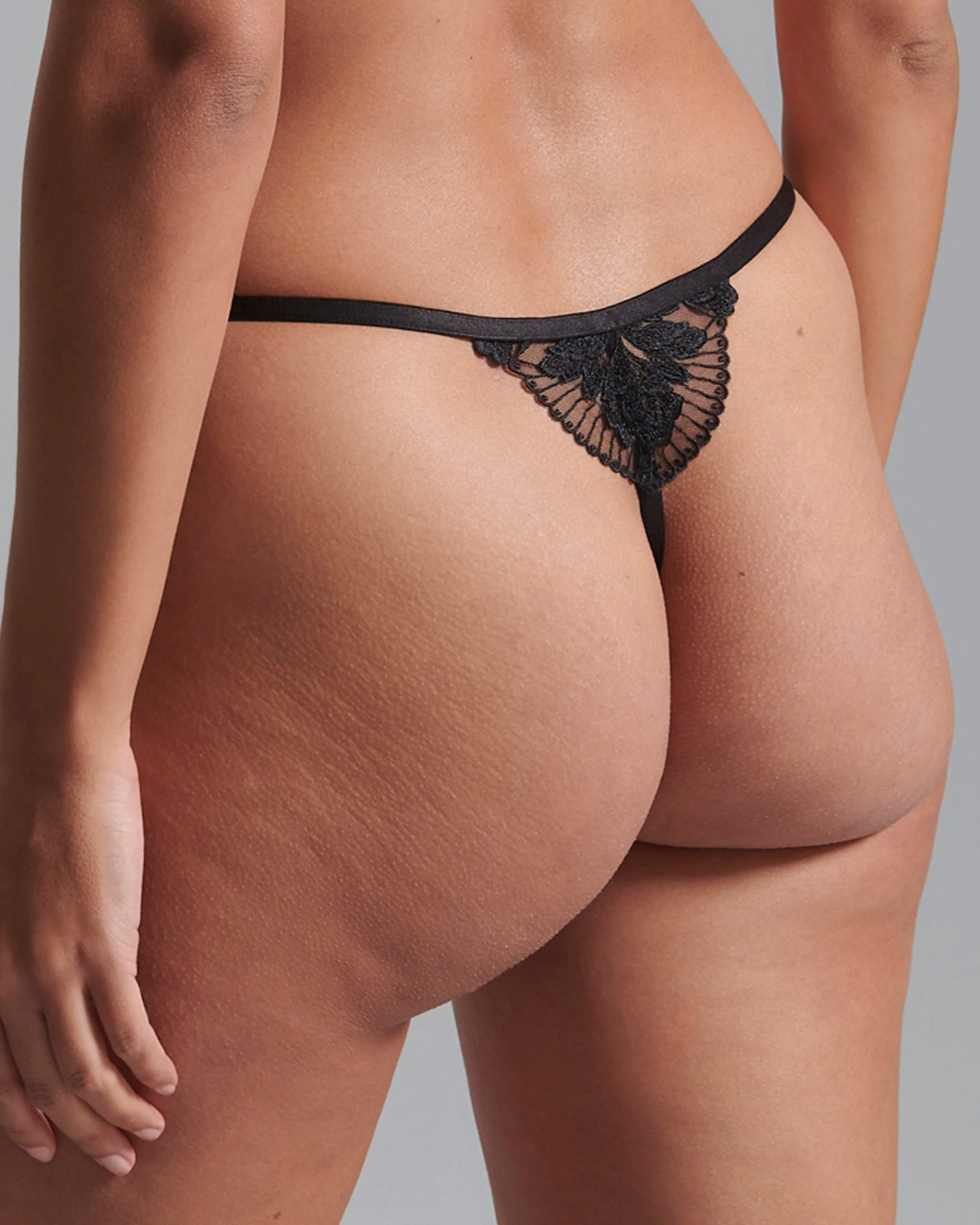 Gabriella Embroidered Thong Black - Image 3