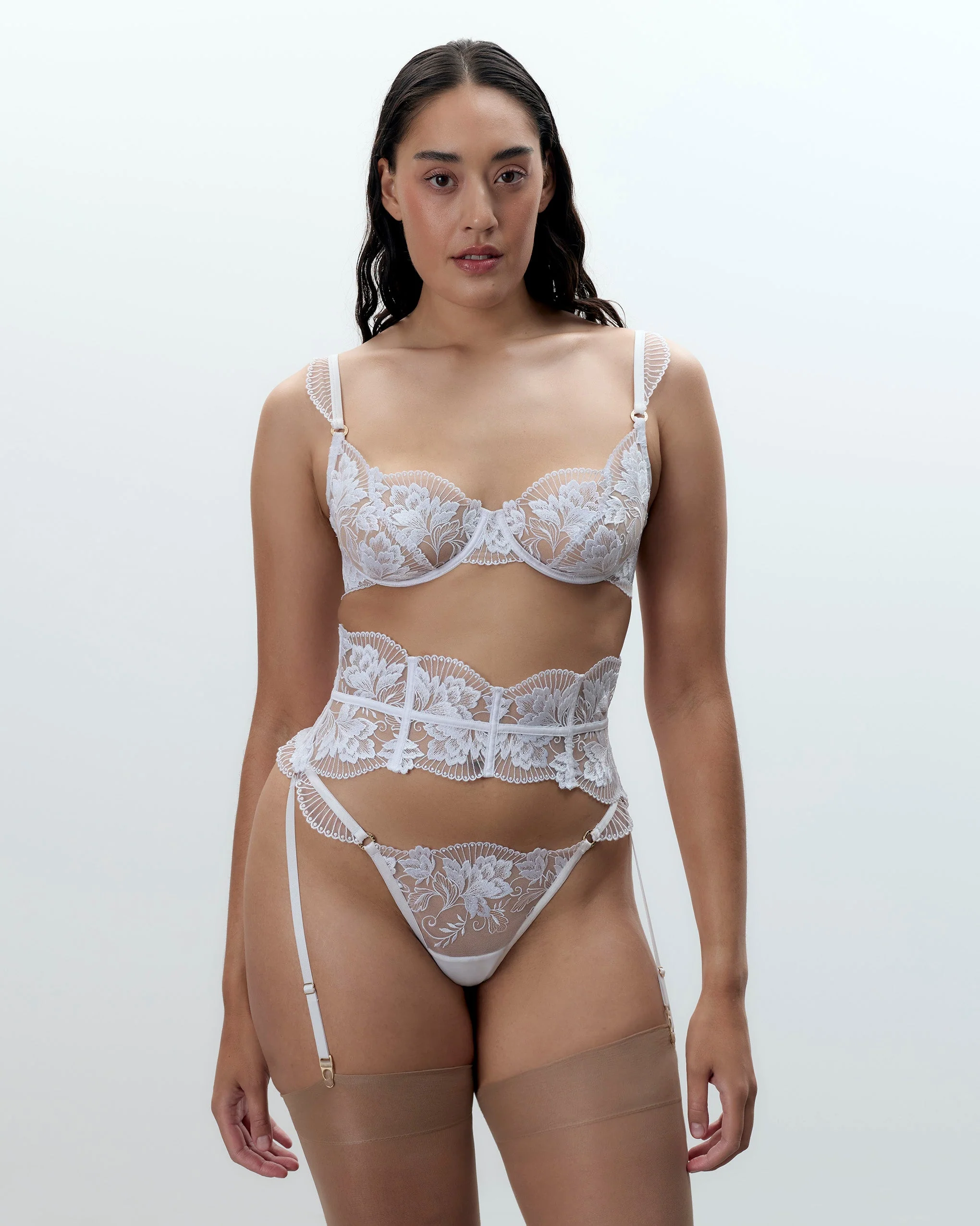 Gabriella Floral Embroidered Thong White - Image 2