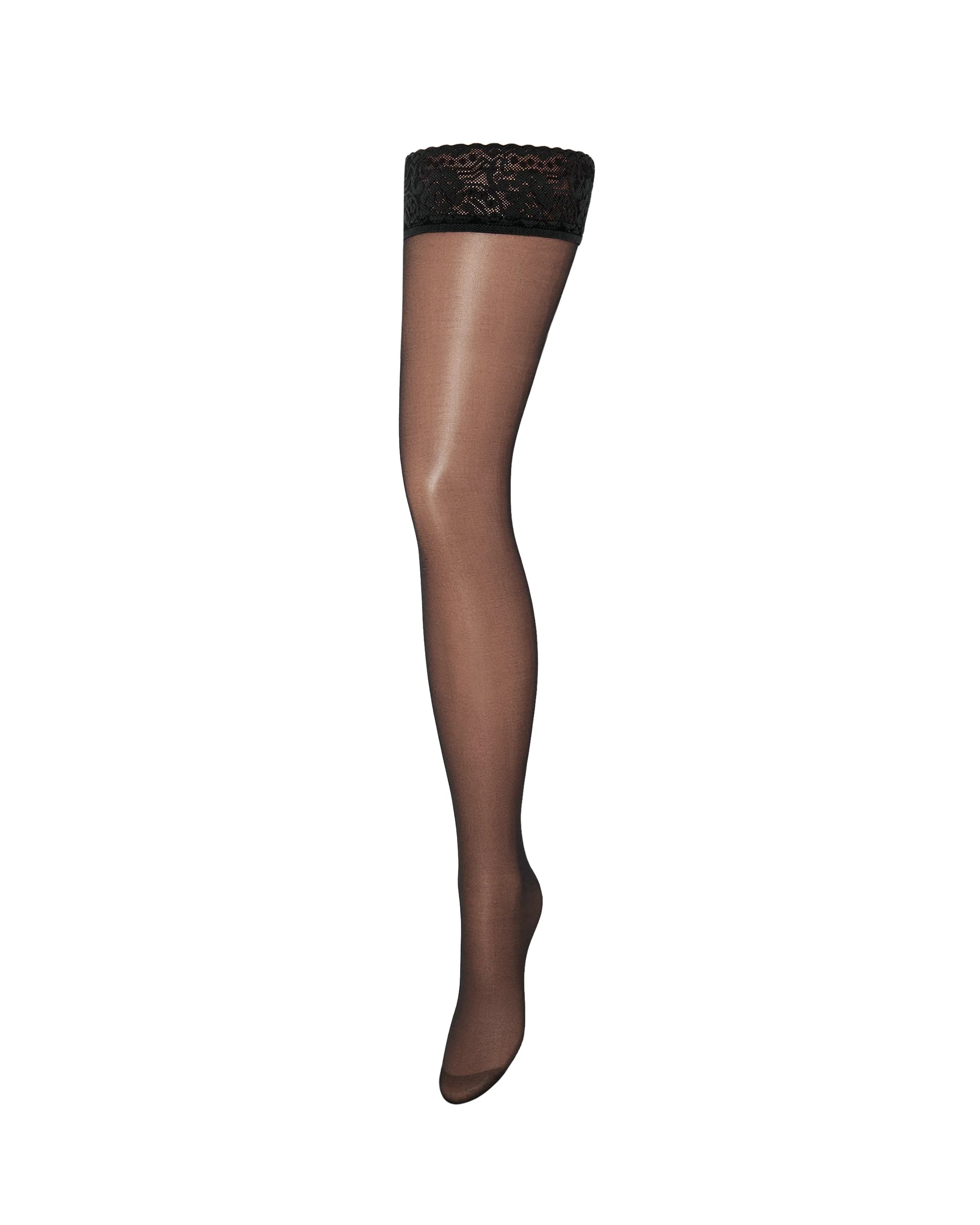 Plain Leg/Lace Top Thigh Highs Black - Image 5
