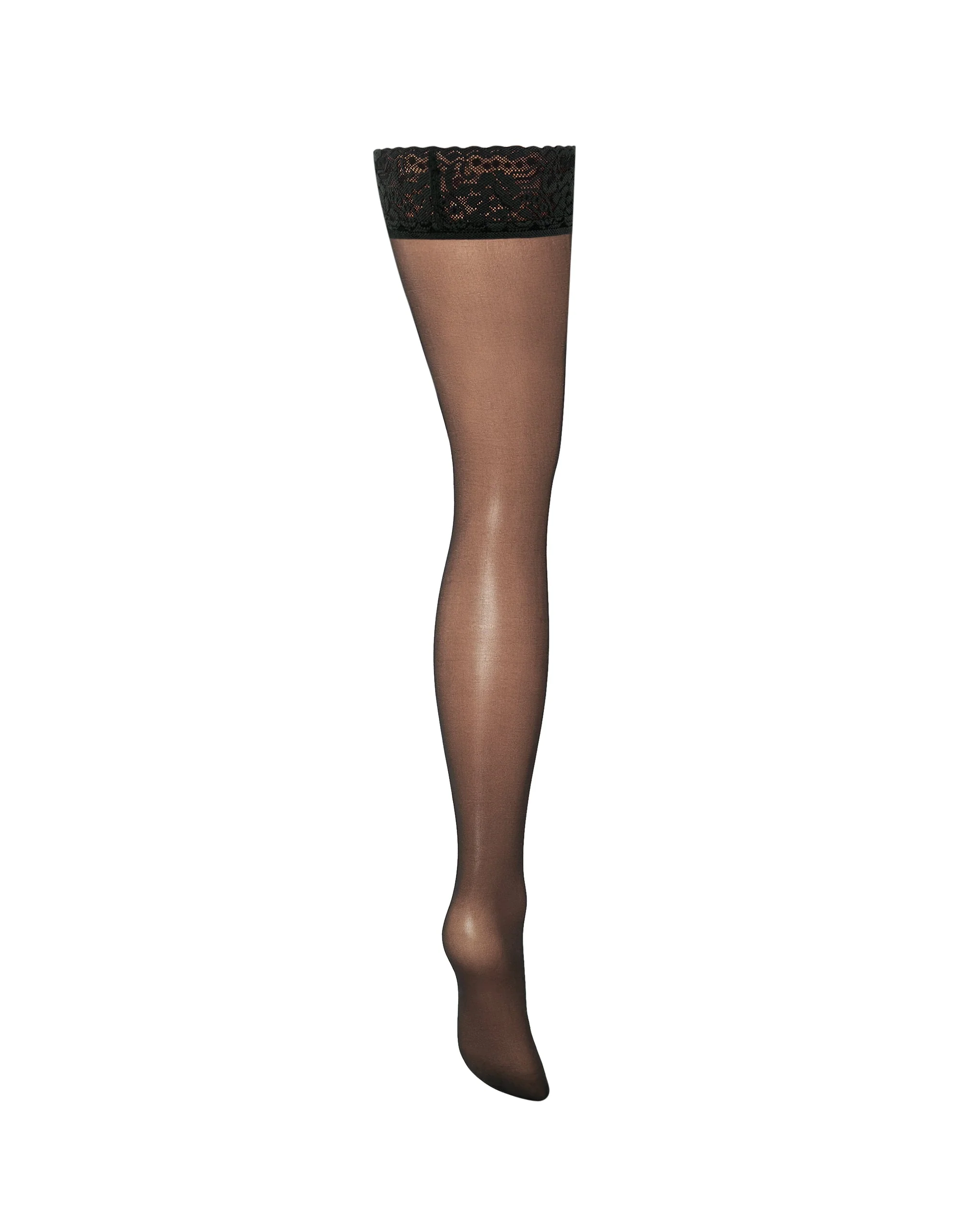Plain Leg/Lace Top Thigh Highs Black - Image 6