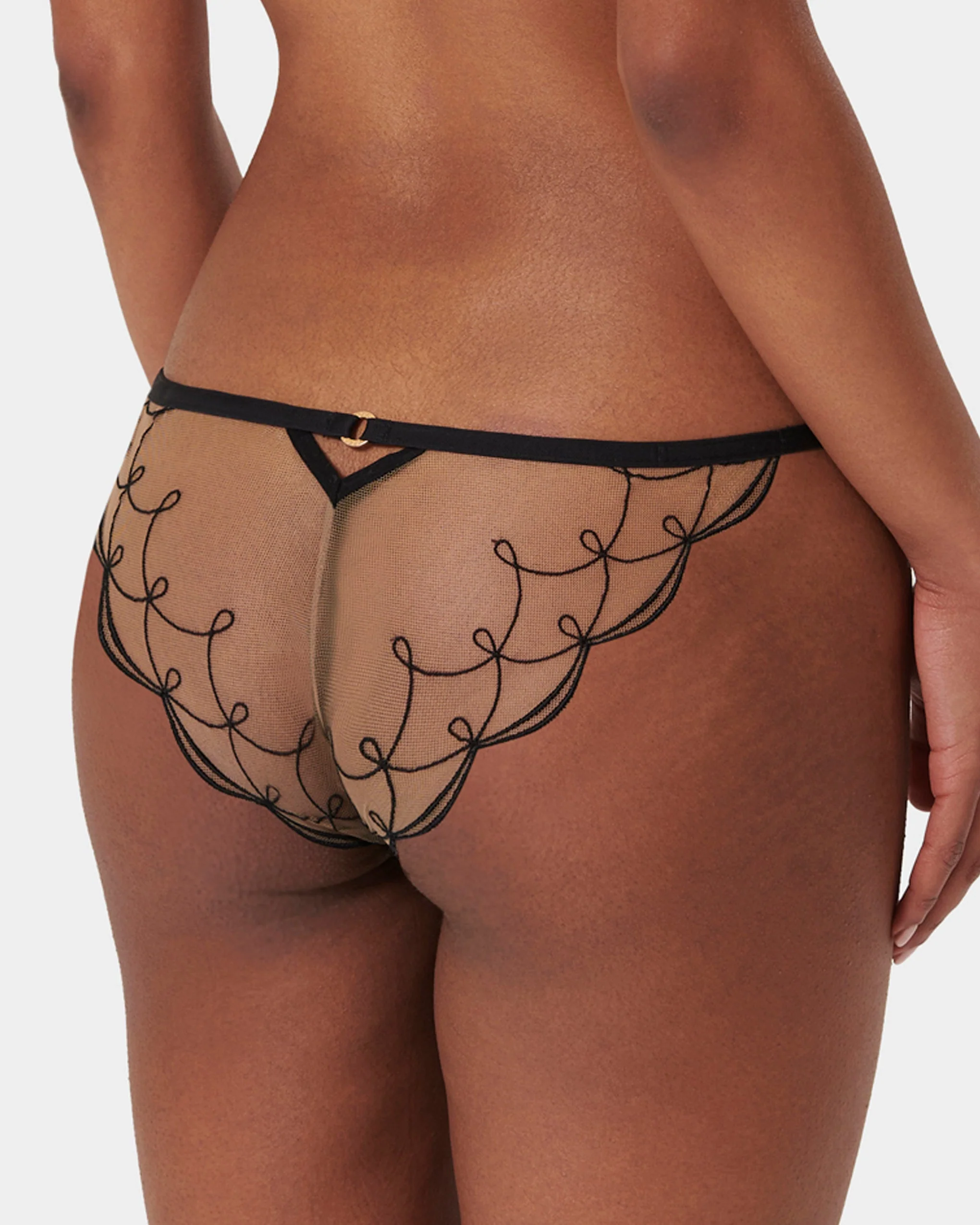 Marceline Embroidered Sheer Panty Black