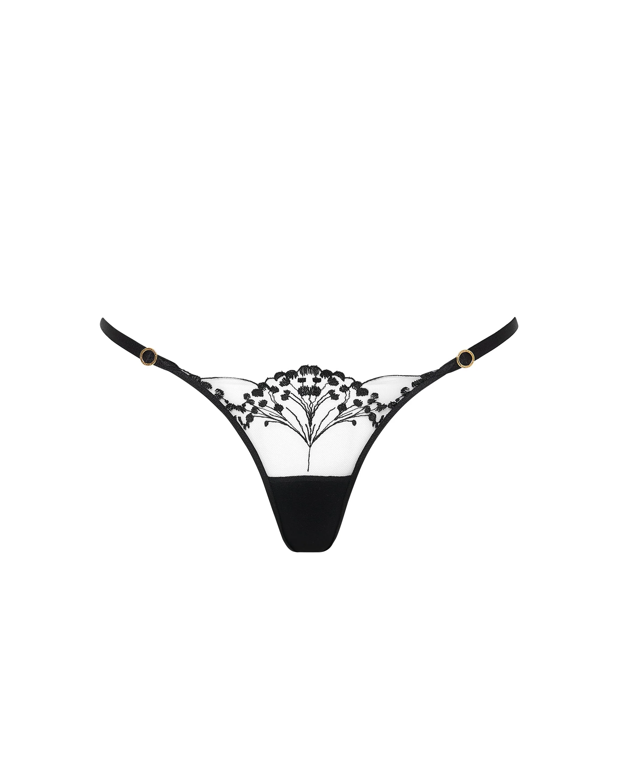 Marisa Embroidered Sheer Thong Black - Image 5