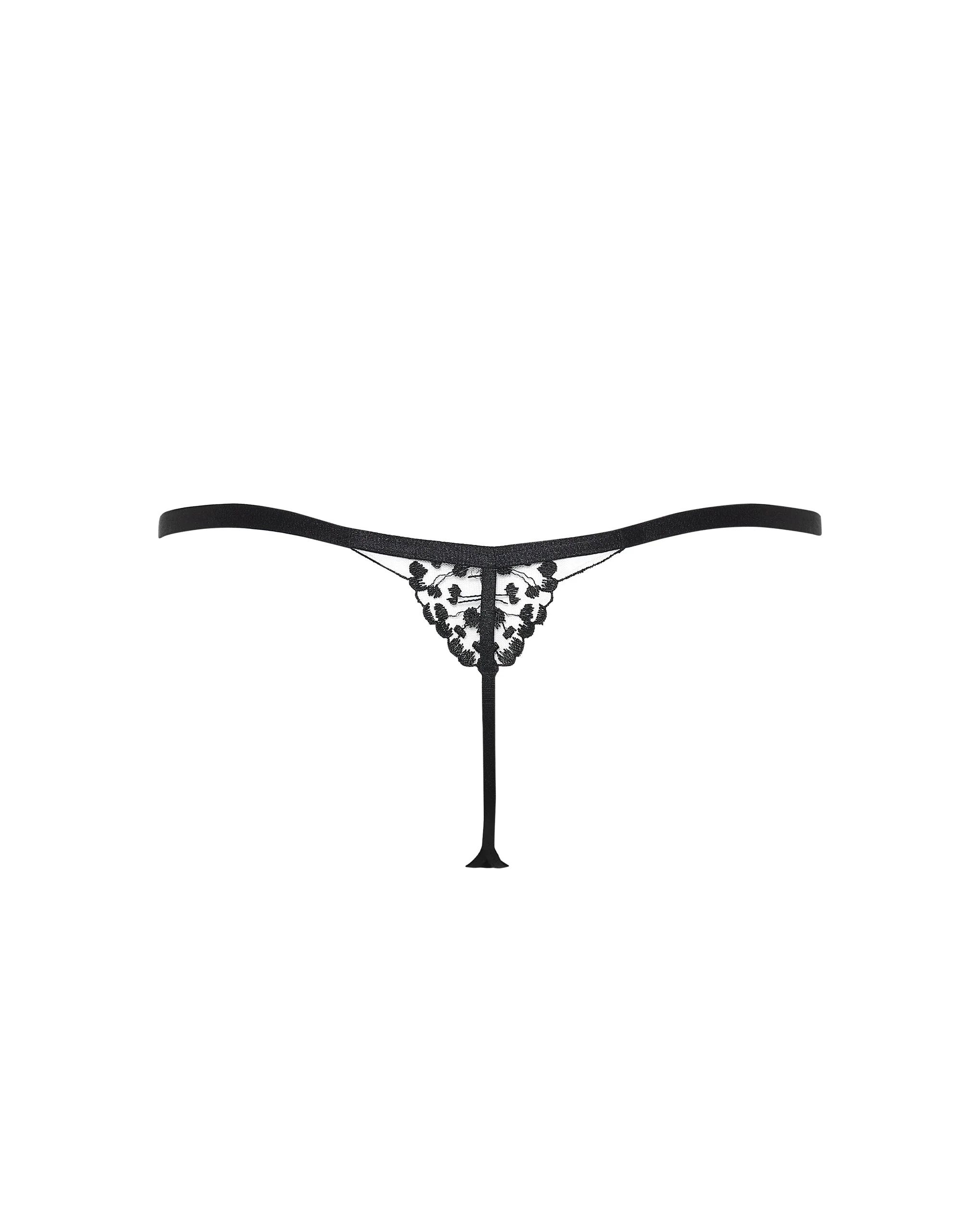 Marisa Embroidered Sheer Thong Black - Image 6