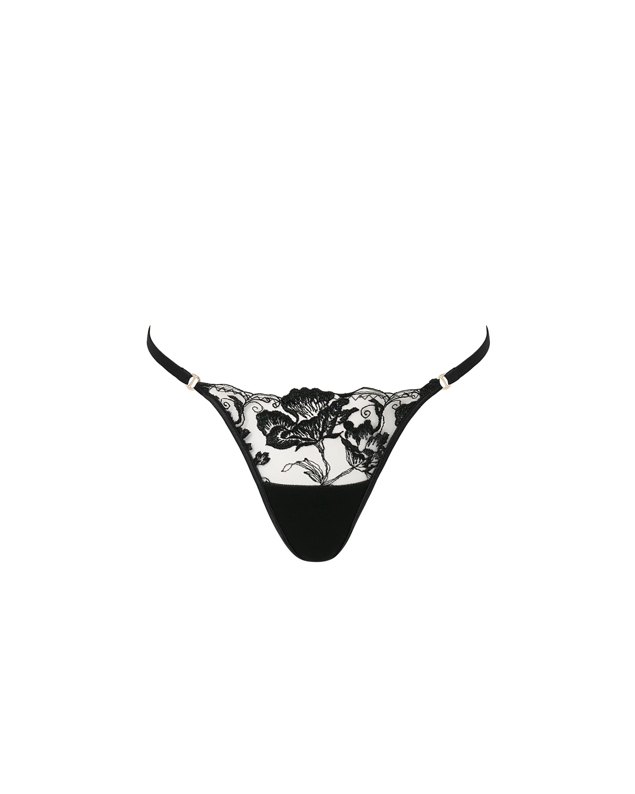 Morelle Embroidered Sheer Thong Black - Image 5