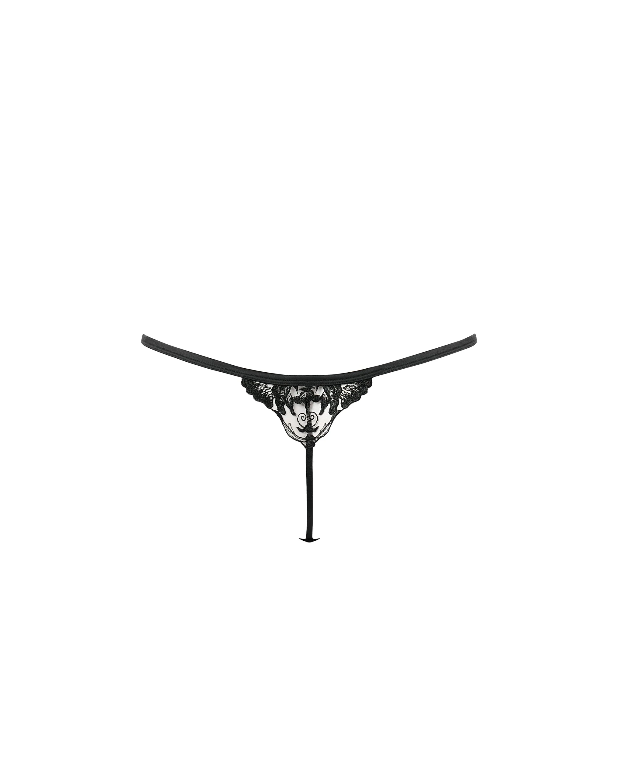 Morelle Embroidered Sheer Thong Black - Image 6