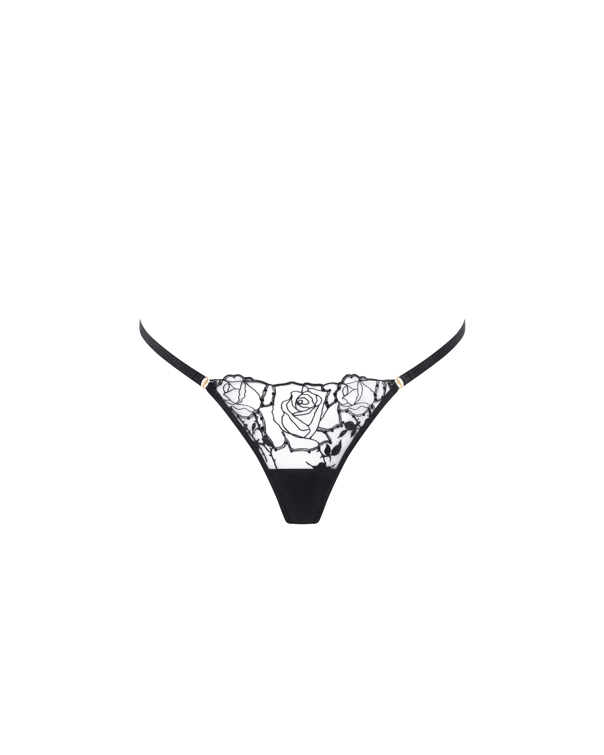 Rosalie Embroidered Thong Black - Image 5