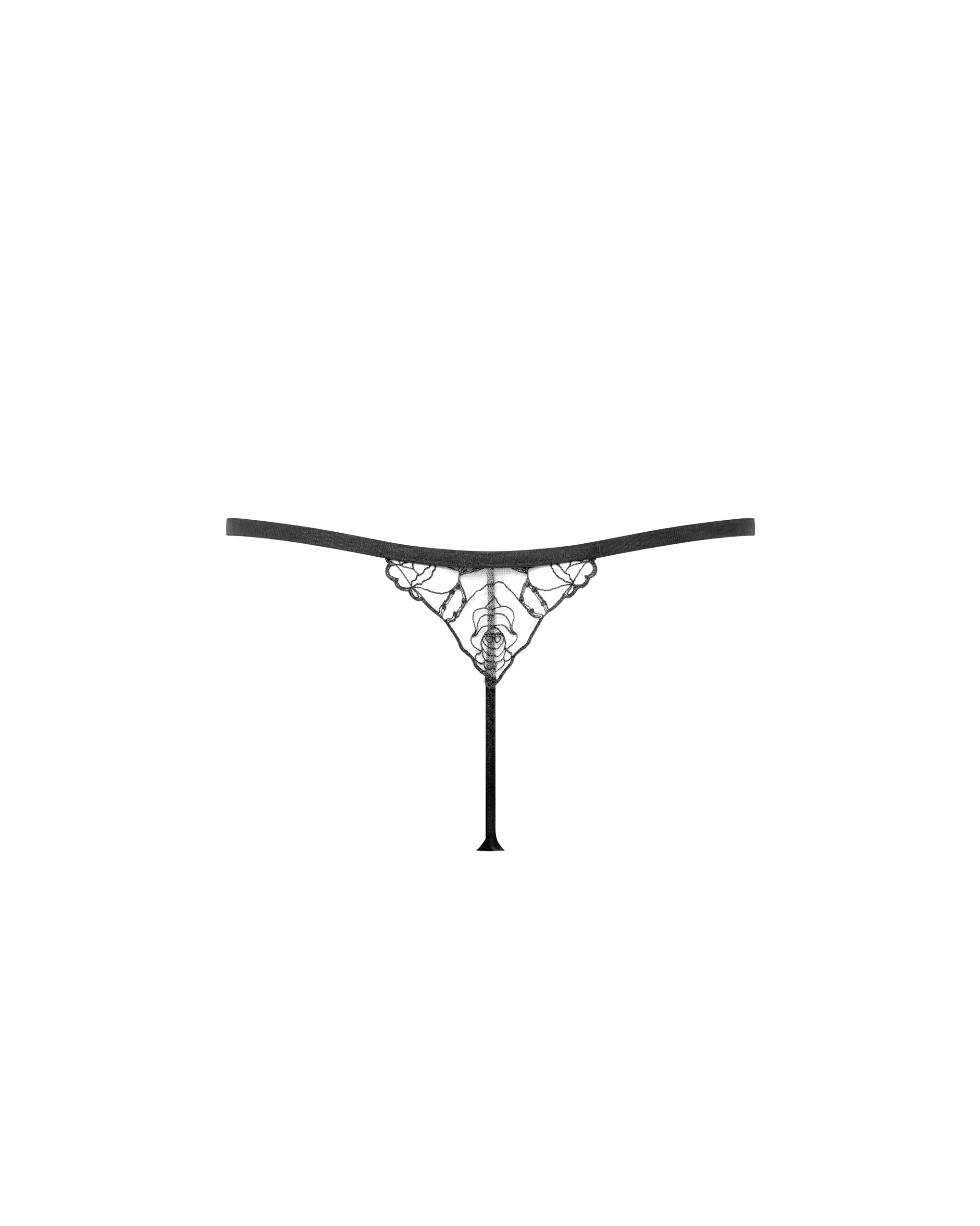 Rosalie Embroidered Thong Black - Image 6