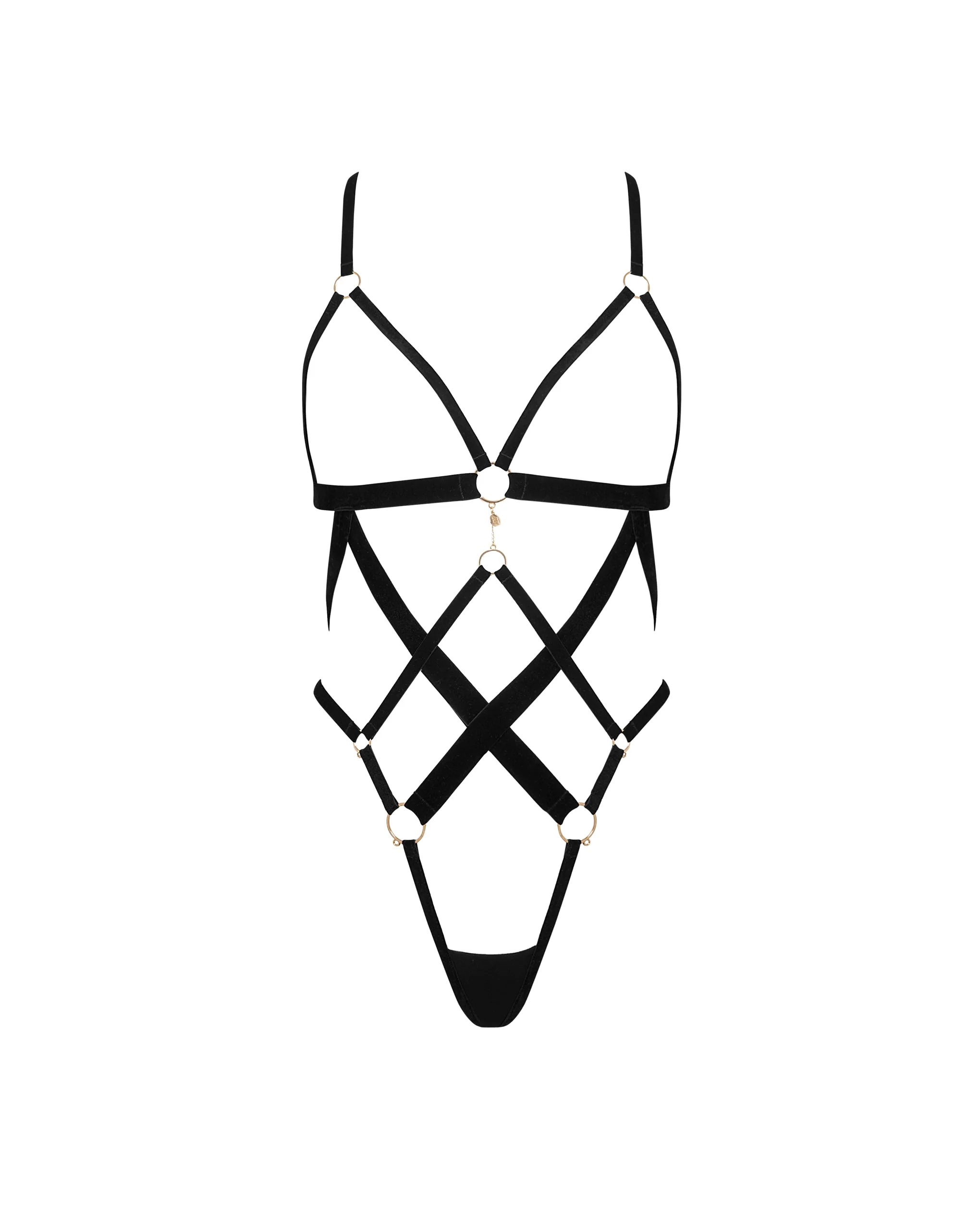 Simone Open Harness Bodysuit Black - Image 5